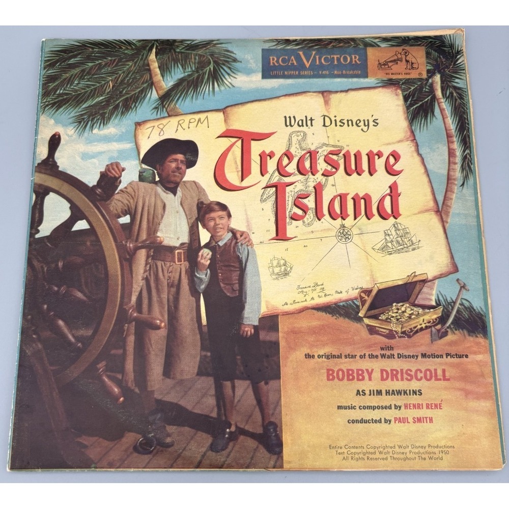 1950 WALT DISNEY TREASURE ISLAND‎ 2 RECORDS VINYL BOBBY DRISCOLL VINTAGE LP